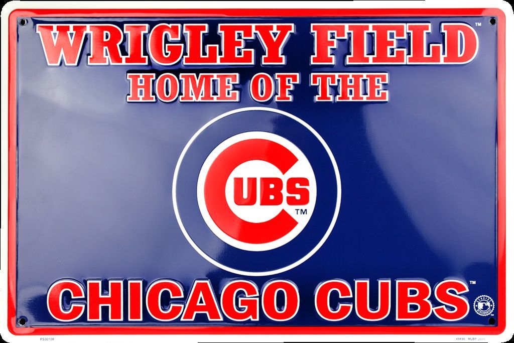 Wrigley Field Home Of The Chicago Cubs Embossed Metal Sign