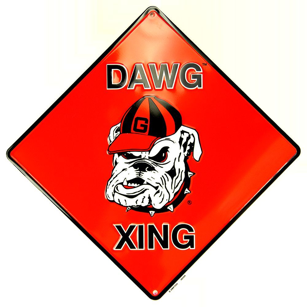 Georgia 12 X 12" Metal Embossed Bulldogs Dawg Xing Crossing Sign