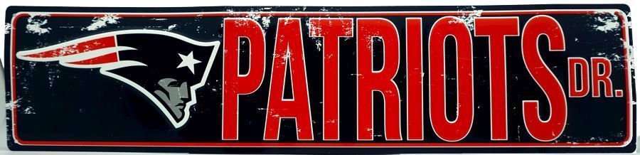 New England Patriots Metal Street Sign 24 X 5.5"