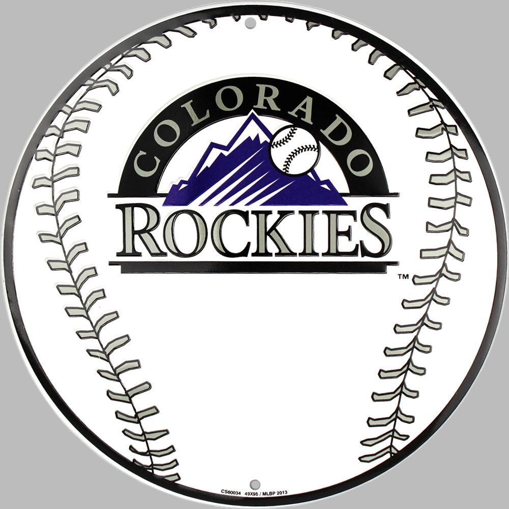 Colorado Rockies Round Metal Baseball Sign
