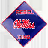 Ole Miss Rebels Metal Rebel Xing Crossing Sign