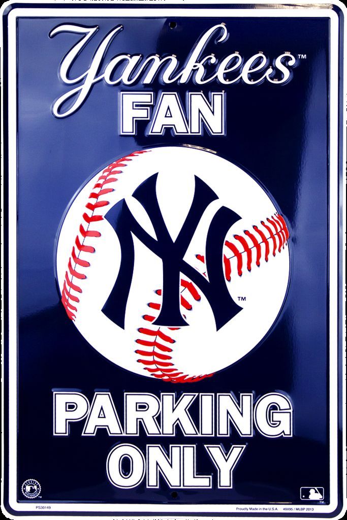 New York Yankees Fan Embossed Metal Sign Parking Only Large