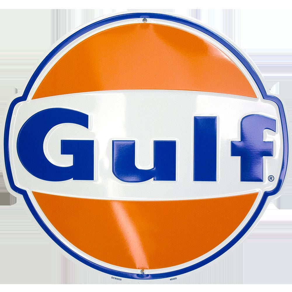 Gulf Oil Round Metal Tin Sign