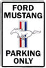 Ford Mustang Parking Only Metal Sign Pony Logo Embossed White Large