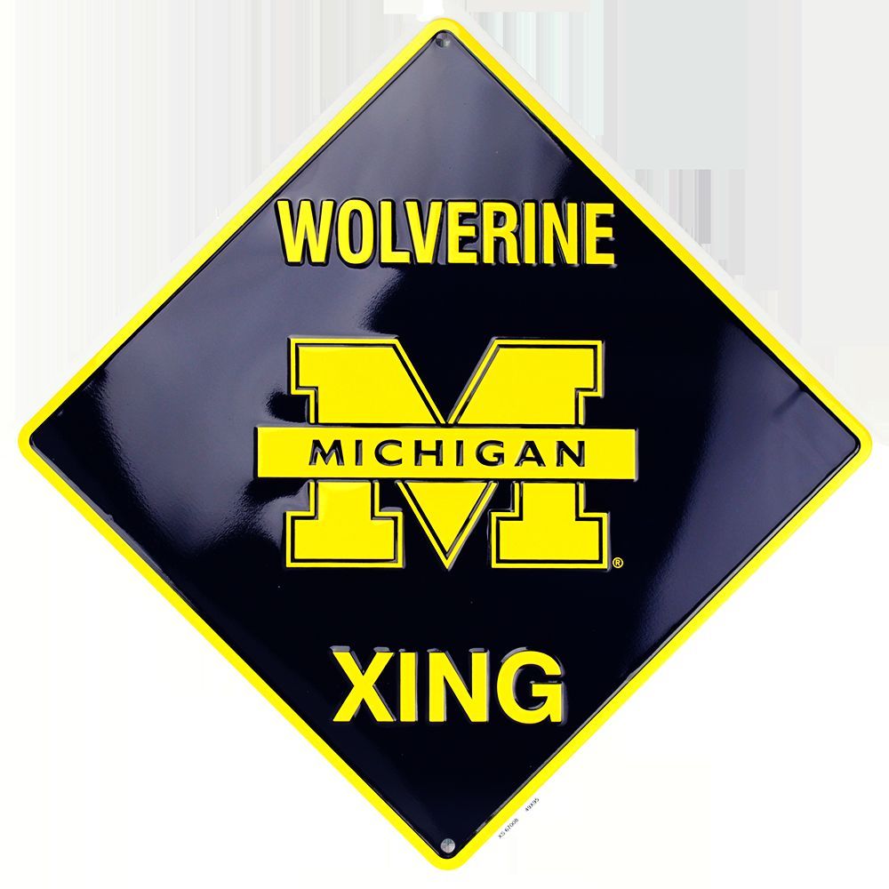 Michigan Wolverines Metal Wolverine Xing Crossing Sign