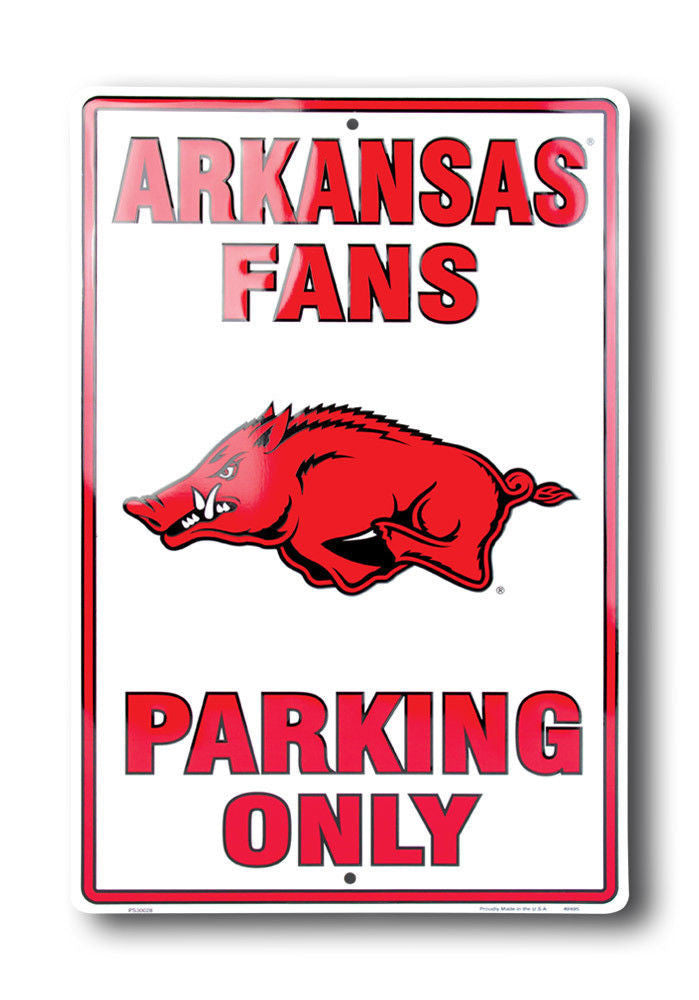 Arkansas Razorbacks Fans Parking Only 12" X 18" Large Metal Sign