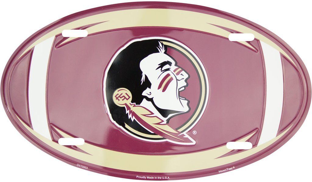 Florida State Seminoles Car Tag Oval Football License Plate Sign University