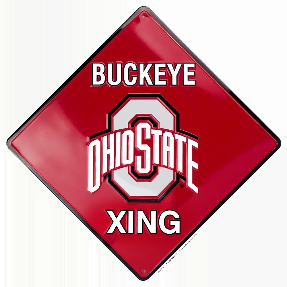 Ohio State University Buckeyes Embossed Metal Buckeye Xing Crossing Sign