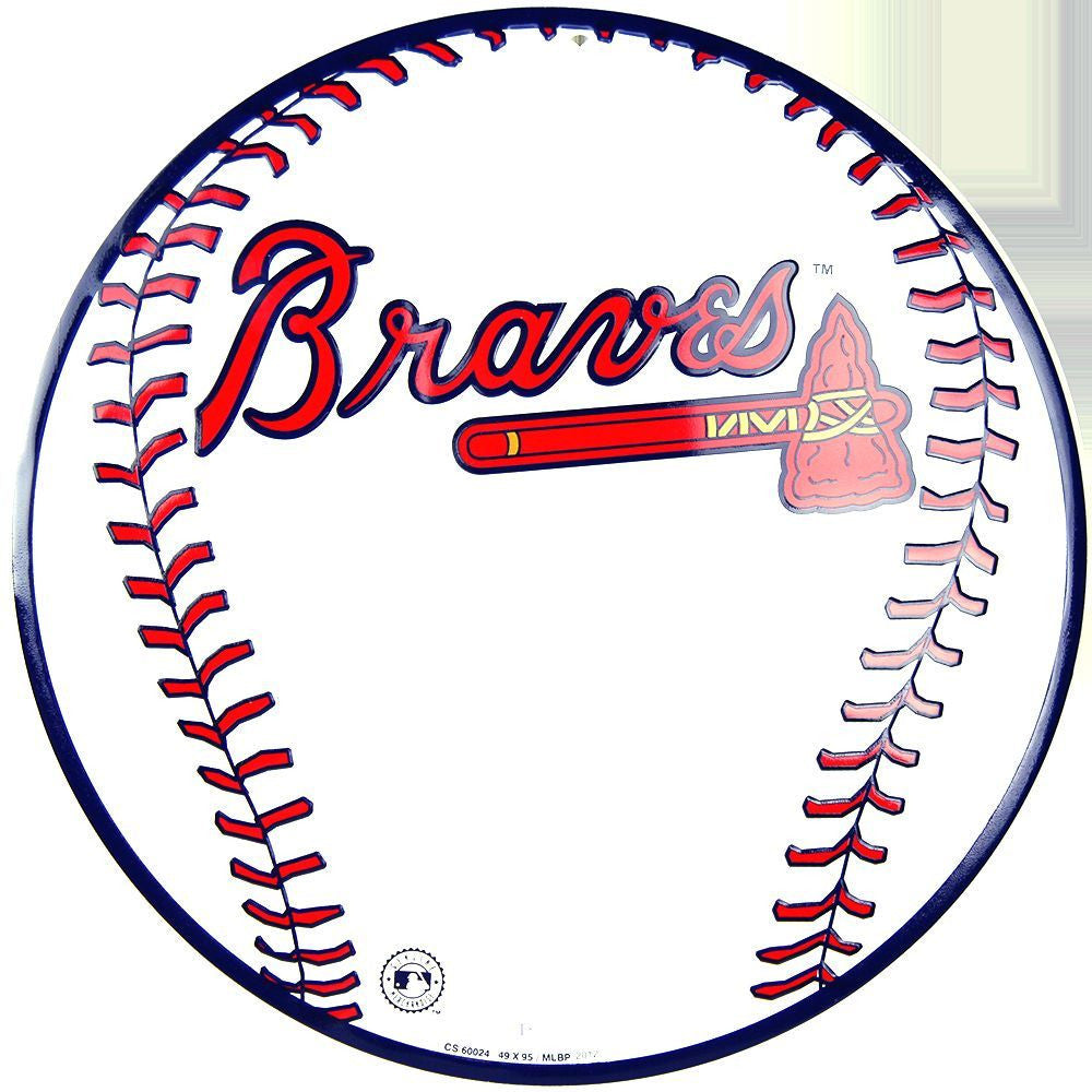 Atlanta Braves Round Metal Baseball Sign