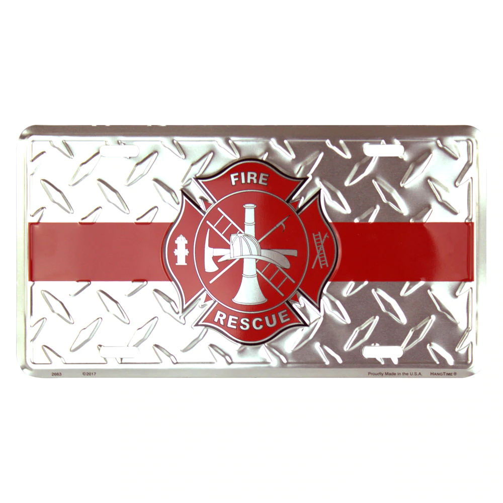 Fire Fighter Diamond License Plate Fire & Rescue Fireman Sign
