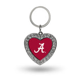 Alabama Crimson Tide Rhinestone Heart Bling Keychain Ncaa Key Ring