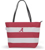 Alabama Crimson Tide Game Day Rugby Striped Shopper Tote Purse Zipper Bag Tailgate