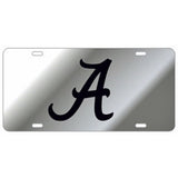 Alabama Crimson Tide Mirror Car Tag License Plate Silver Black Script A