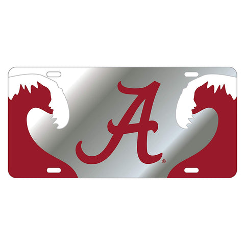 Alabama Crimson Tide Mirror Red Car Tag License Plate Silver A University Auto