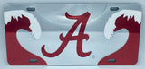 Alabama Crimson Tide Mirror Car Tag License Plate Silver Red A Wave University Auto