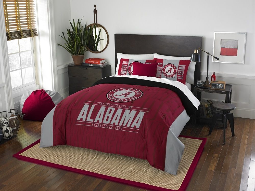 Alabama Crimson Tide Full/Queen Comforter And Sham 3Pc Set Northwest Ncaa Modern Take