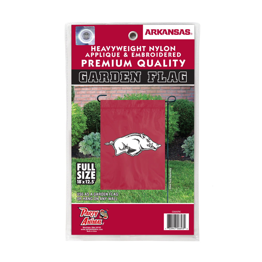 Arkansas Razorbacks Garden Flag Applique Embroidered Full Size Heavyweight Nylon