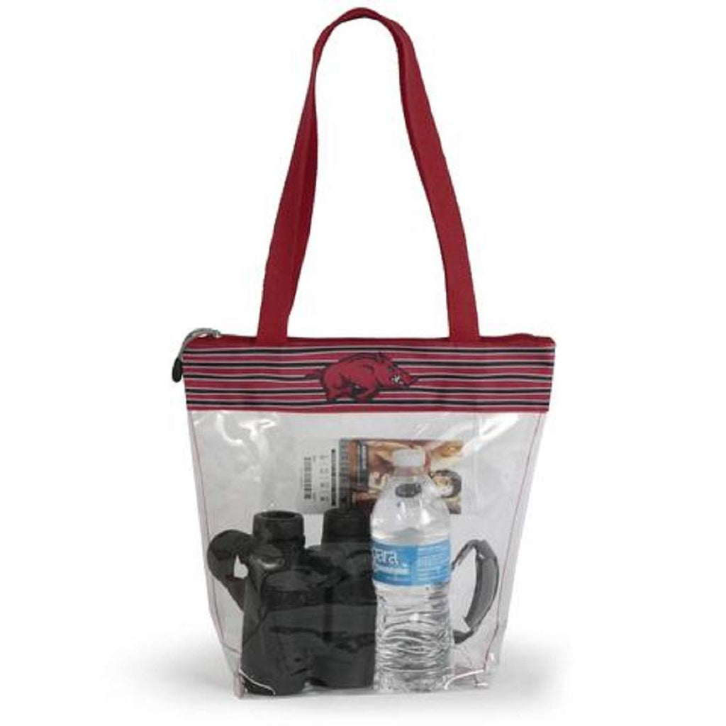 Arkansas Razorbacks Clear Zipper Stadium Tote Approved Purse Bag Ncaa Inside Pocket