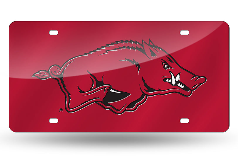 Arkansas Razorbacks Mirror Red Car Tag License Plate