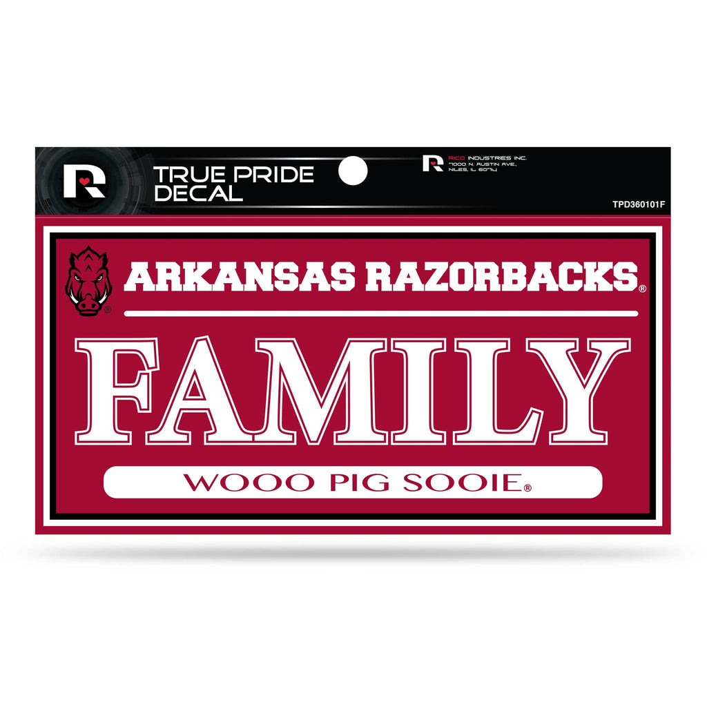 Arkansas Razorbacks True Pride Decal Family Wooo Pig Sooie Auto 3" X 6"