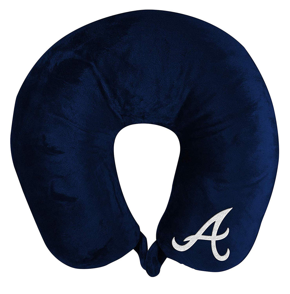 ATLANTA BRAVES APPLIQUE TRAVEL NECK PILLOW TEAM LOGO COLOR SNAP CLOSURE POLYESTER MLB