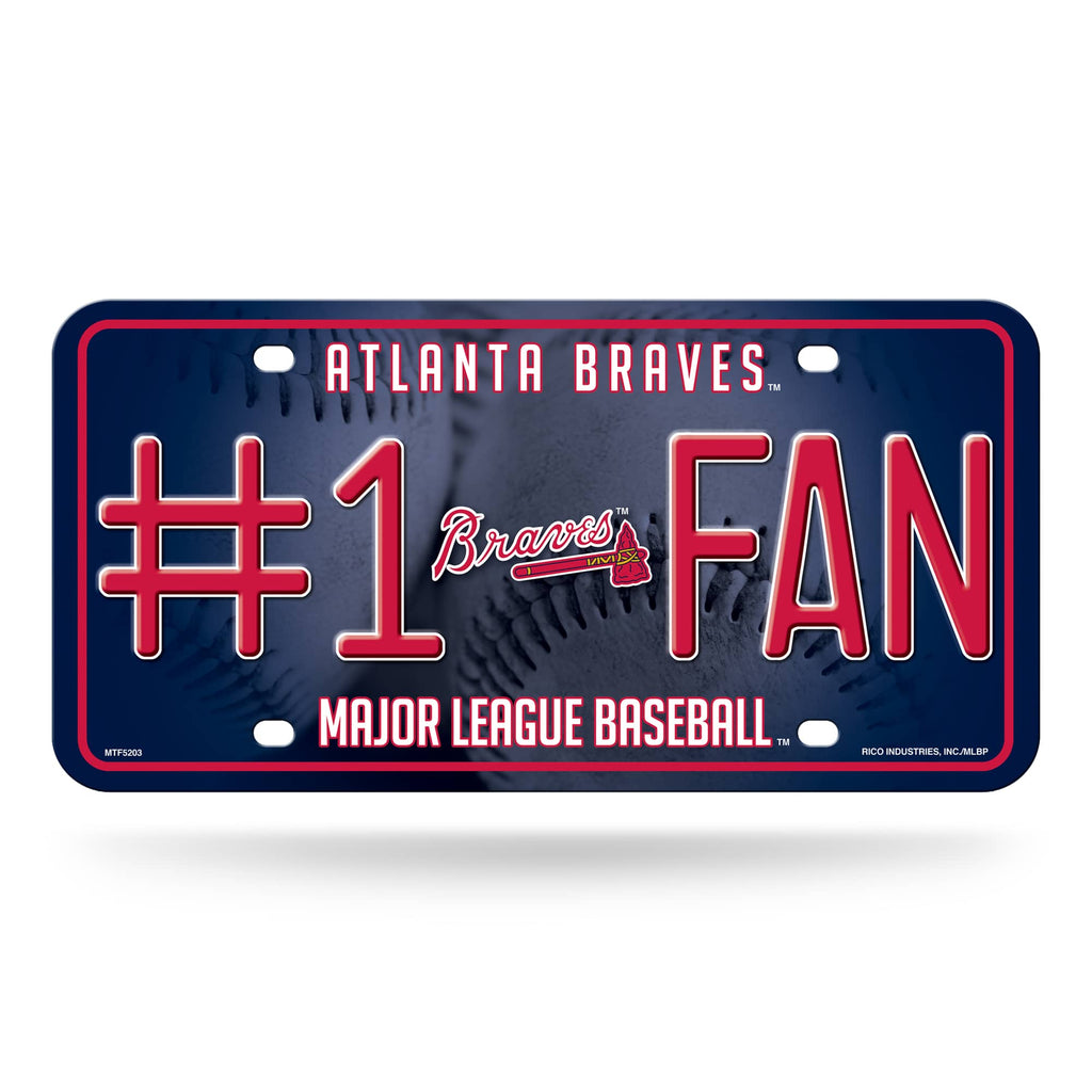 Atlanta Braves #1 Fan Car Truck Tag License Plate Mlb Baseball Metal Sign