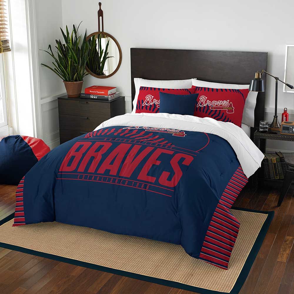 Atlanta Braves Full/Queen Comforter And Sham 3Pc Set Grandslam Northwest Mlb