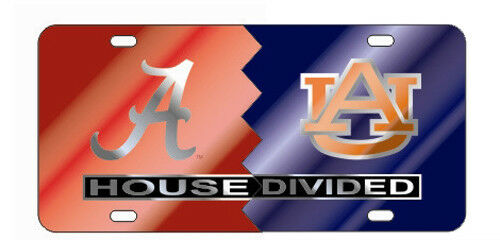 Alabama Crimson Tide Auburn Tigers House Divided Mirror License Plate Car Tag University