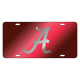 Alabama Crimson Tide Mirror Red Car Tag License Plate Silver A University Auto