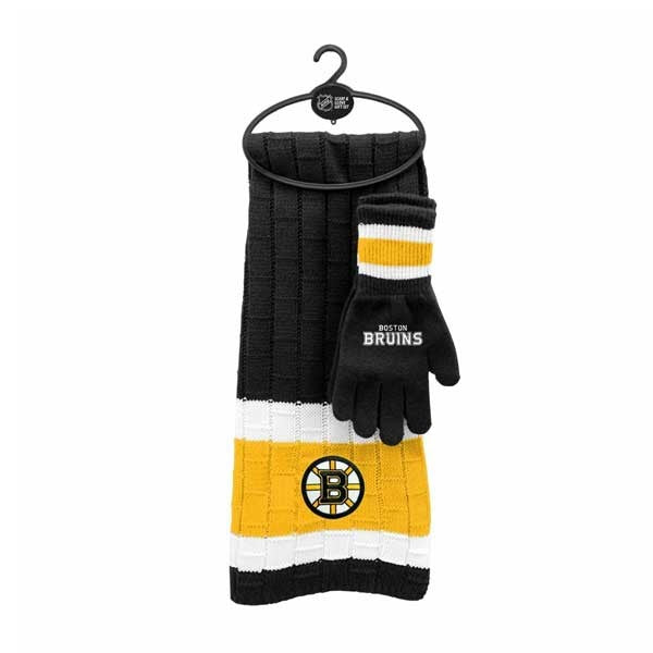 Boston Bruins Knit Scarf And Glove Gift Set Nhl