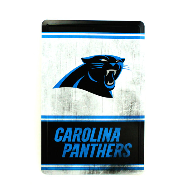 Carolina Panthers Team Tin Sign Vintage Wood Look Metal 8"  X 12" Man Cave Fan