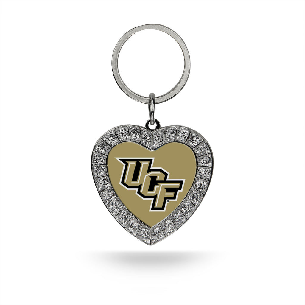 Ucf Knights Rhinestone Heart Bling Keychain Central Florida Ncaa Key Ring