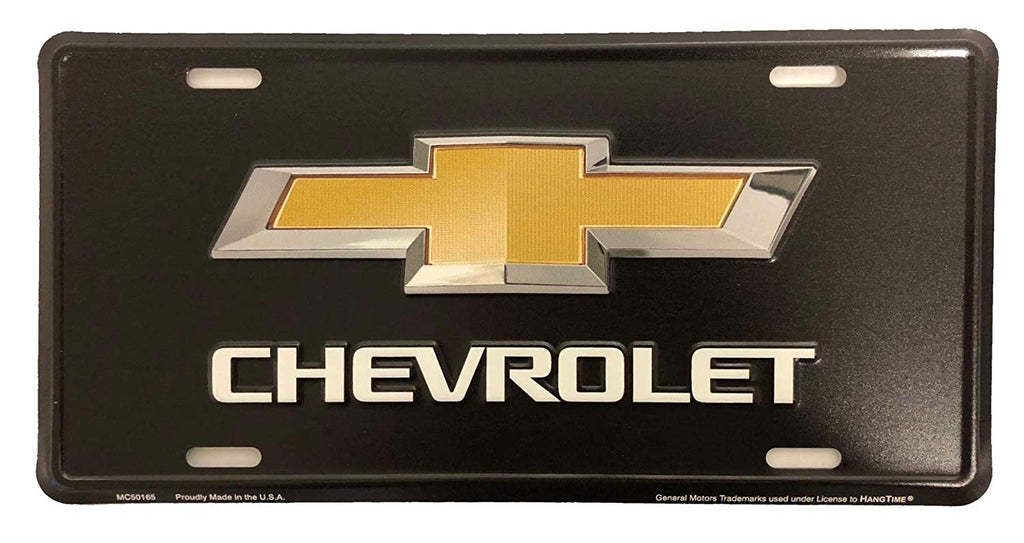 Chevrolet Logo License Plate Black Embossed