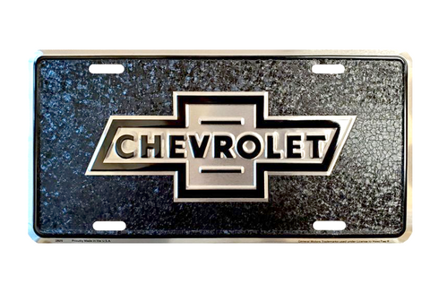 Chevrolet Logo License Plate Black Embossed