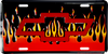 Chevrolet Flames Red Bowtie License Plate Metal Sign Embossed Fire Chevy Auto