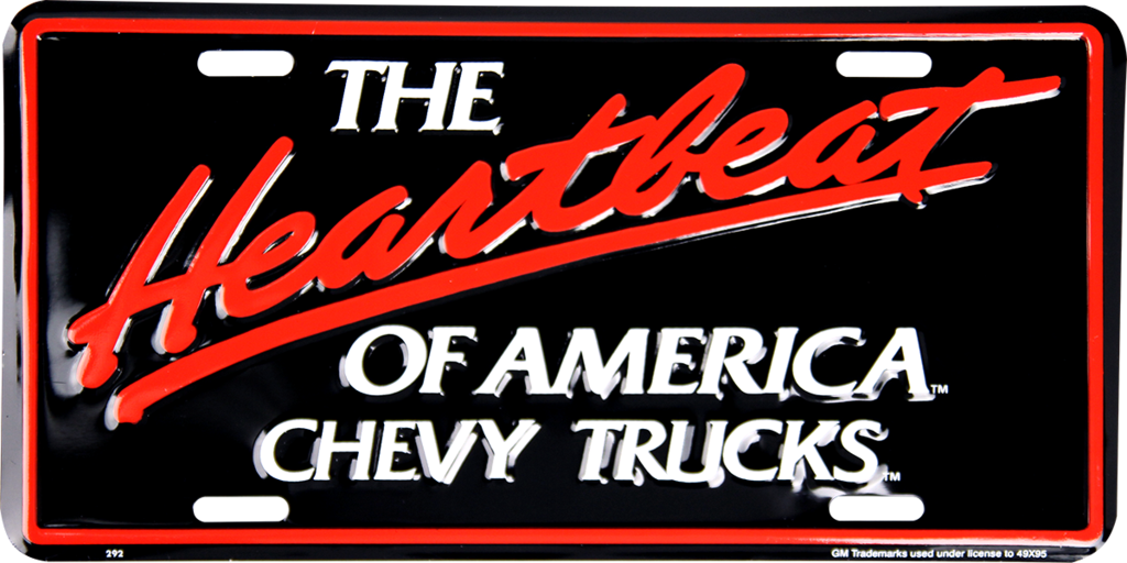 Chevrolet The Heartbeat Of America Chevy Trucks License Plate Metal Embossed