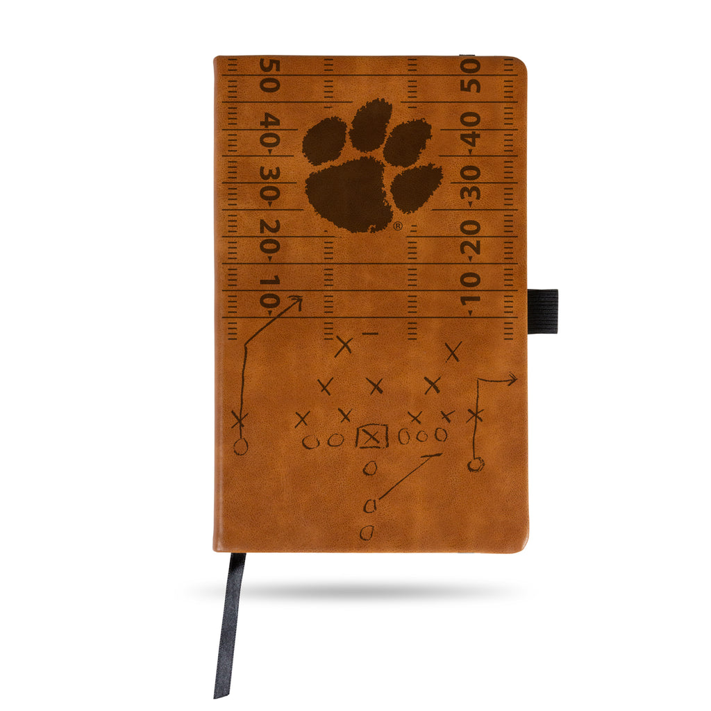 Clemson Tigers Laser Engraved Brown Notepad With Elastic Band Journal Logo