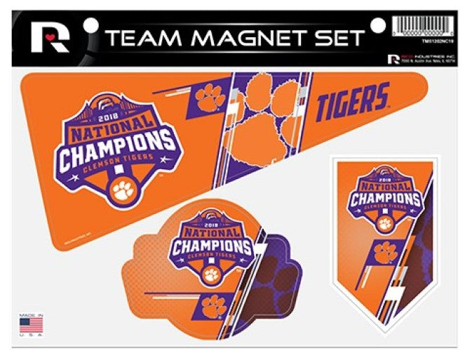 Clemson Tigers National Champions 2018 3 Pc Magnet Set College Football