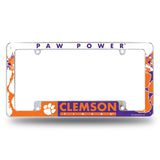 Clemson Tigers Chrome License Plate Frame All Over Tag Cover Auto Afc University