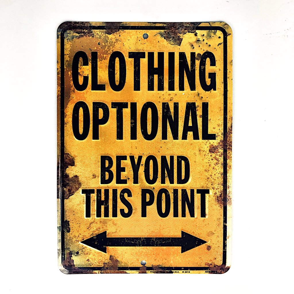 Clothing Optional Beyond This Point Sign 8" X 12" Metal Bathroom Novelty Sauna