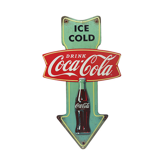 Coca-Cola Classic Replica Arrow Sign Embossed Coke Ice Cold Man