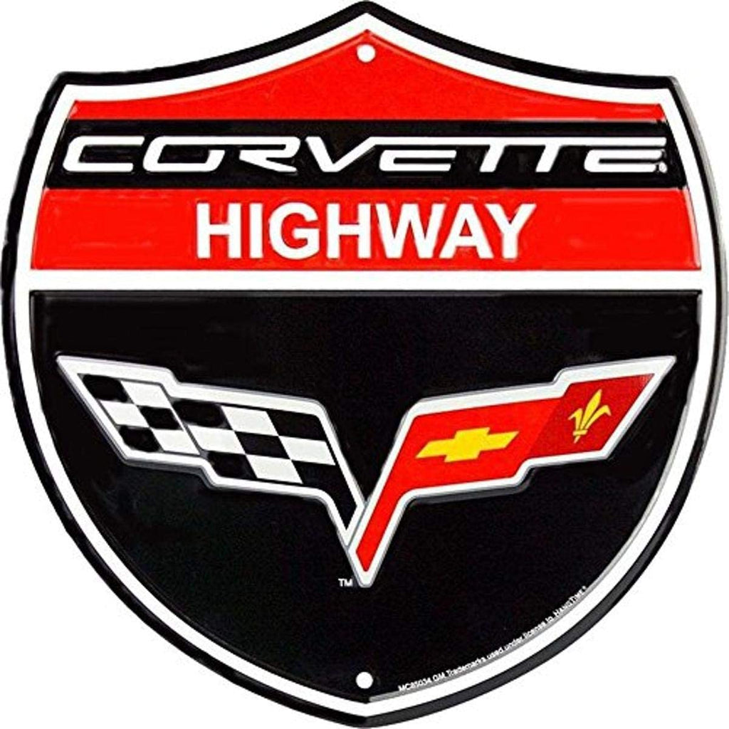 Chevrolet Corvette Highway Shield 24" X Large Metal Sign