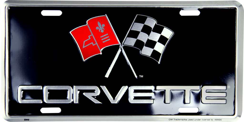 Corvette License Plate Metal Chevrolet Sign Embossed Car Auto Racing Flags Chevy