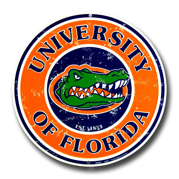 Florida Gators 24" Round Large Metal Sign Distressed