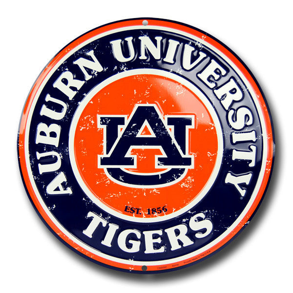 Auburn Tigers Round 12" Metal Sign