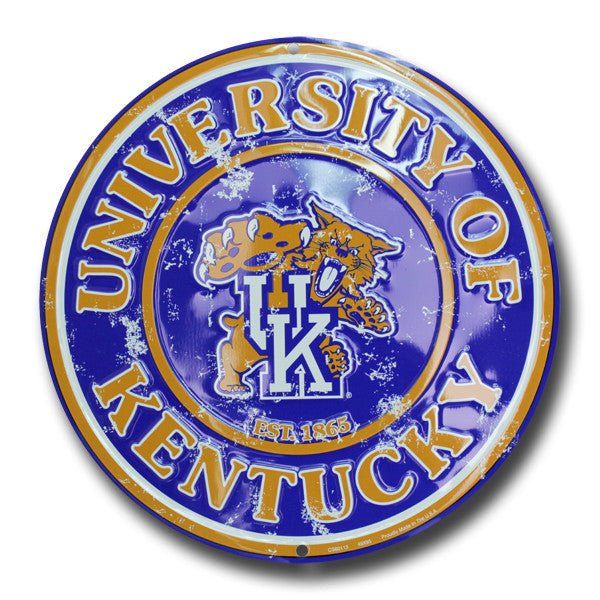Kentucky Wildcats 24" X Large Metal Round Sign Distressed
