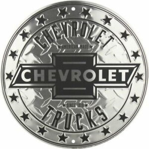 Chevrolet Trucks Round Metal Sign 12" Embossed