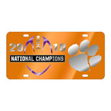 Clemson Tigers 2018 National Champions Orange Mirror Car Tag Laser License Plate