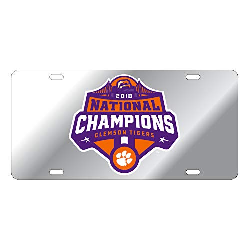 Clemson Tigers Silver Mirror With Decal Car Tag License Plate