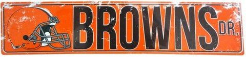 Cleveland Browns Team Tin Sign Vintage Wood Look Metal 8"  X 12" Man Cave Fan